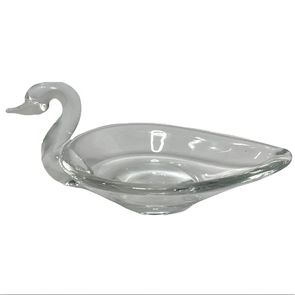 Antique Glass Swan Vintage Hand Blown Glass Swan Antique Vintage Decorative Dish